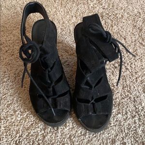 Black lace up booties